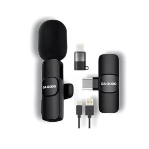 DA-GODO Wireless Microphone 2-in-1 Lavalier Mic with Receiver for iPhone/Android Type-C Plug & Play Clip-On Mini Microphone for YouTube Vlogging, Zoom (K8-Mic) Brand: DA-GODO