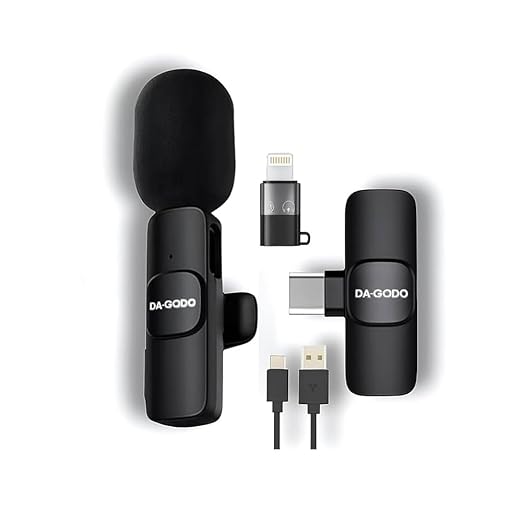 DA-GODO Wireless Microphone 2-in-1 Lavalier Mic with Receiver for iPhone/Android Type-C Plug & Play Clip-On Mini Microphone for YouTube Vlogging, Zoom (K8-Mic) Brand: DA-GODO