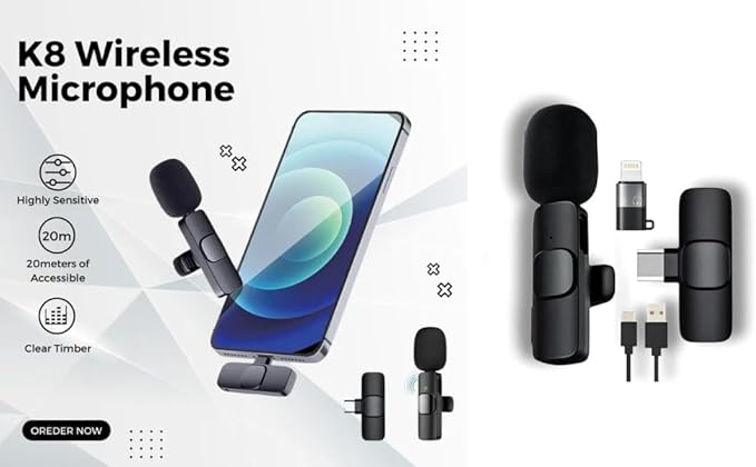DA-GODO Wireless Microphone 2-in-1 Lavalier Mic with Receiver for iPhone/Android Type-C Plug & Play Clip-On Mini Microphone for YouTube Vlogging, Zoom (K8-Mic) Brand: DA-GODO - Image 4